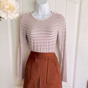 Rust Long Sleeve Striped Scoop Neck Full Back Bodysuit by A Loves A NWOT Small